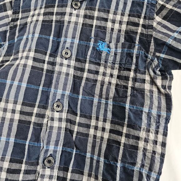 Burberry Baby Toddler Size 12M Navy Plaid Nova Check Button Up - Picture 2 of 6